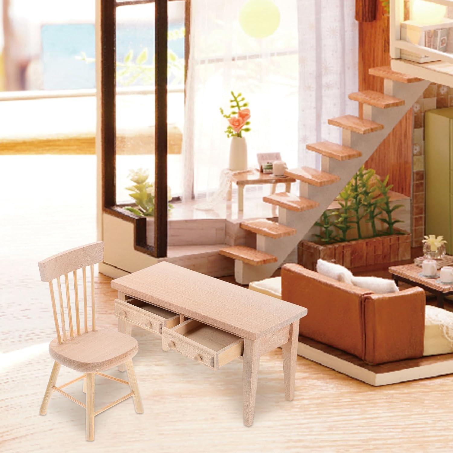 Conjunto de Muebles de Casa de Muñecas JOINPAYA - Mesa y Sillas Miniatura