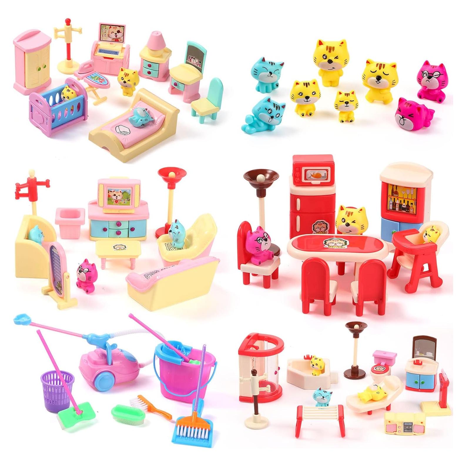 59 Piezas Accesorios Muebles Casa de Muñecas Chalyna