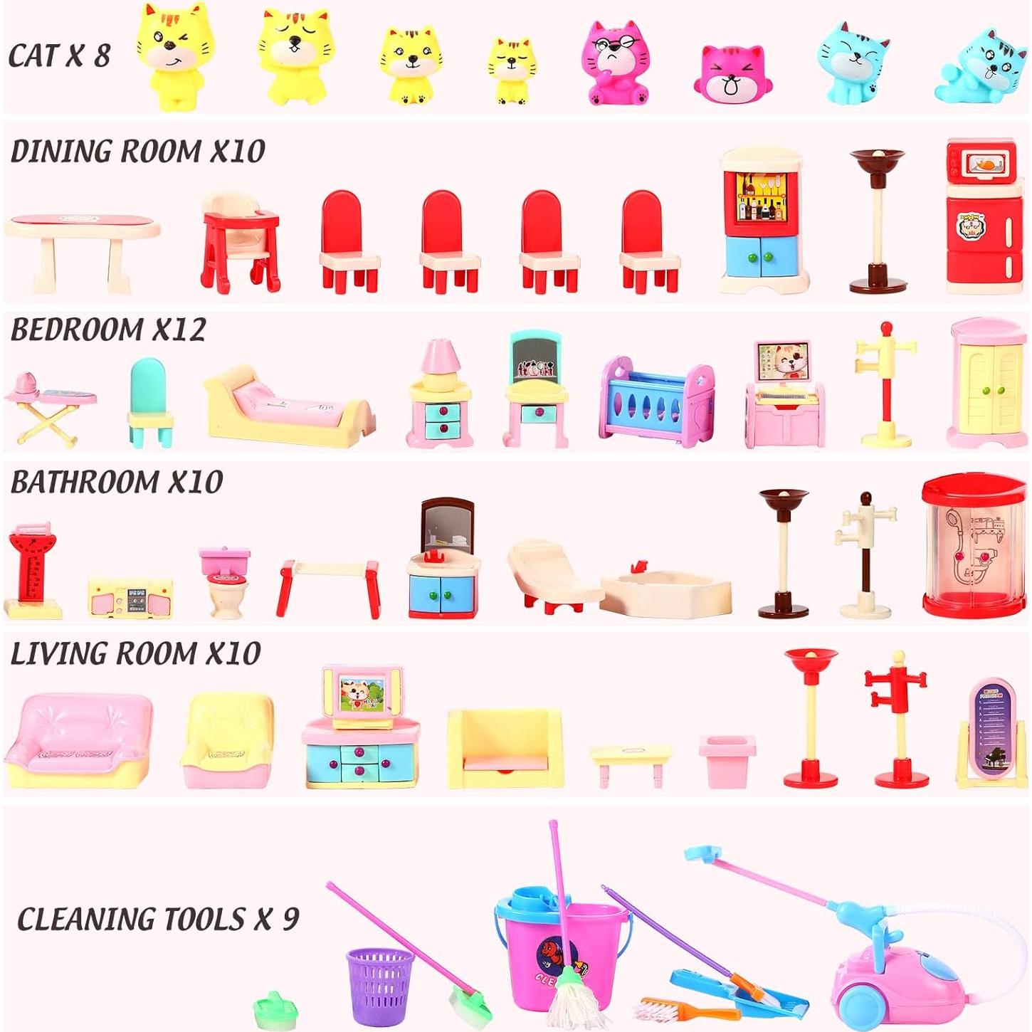 59 Piezas Accesorios Muebles Casa de Muñecas Chalyna