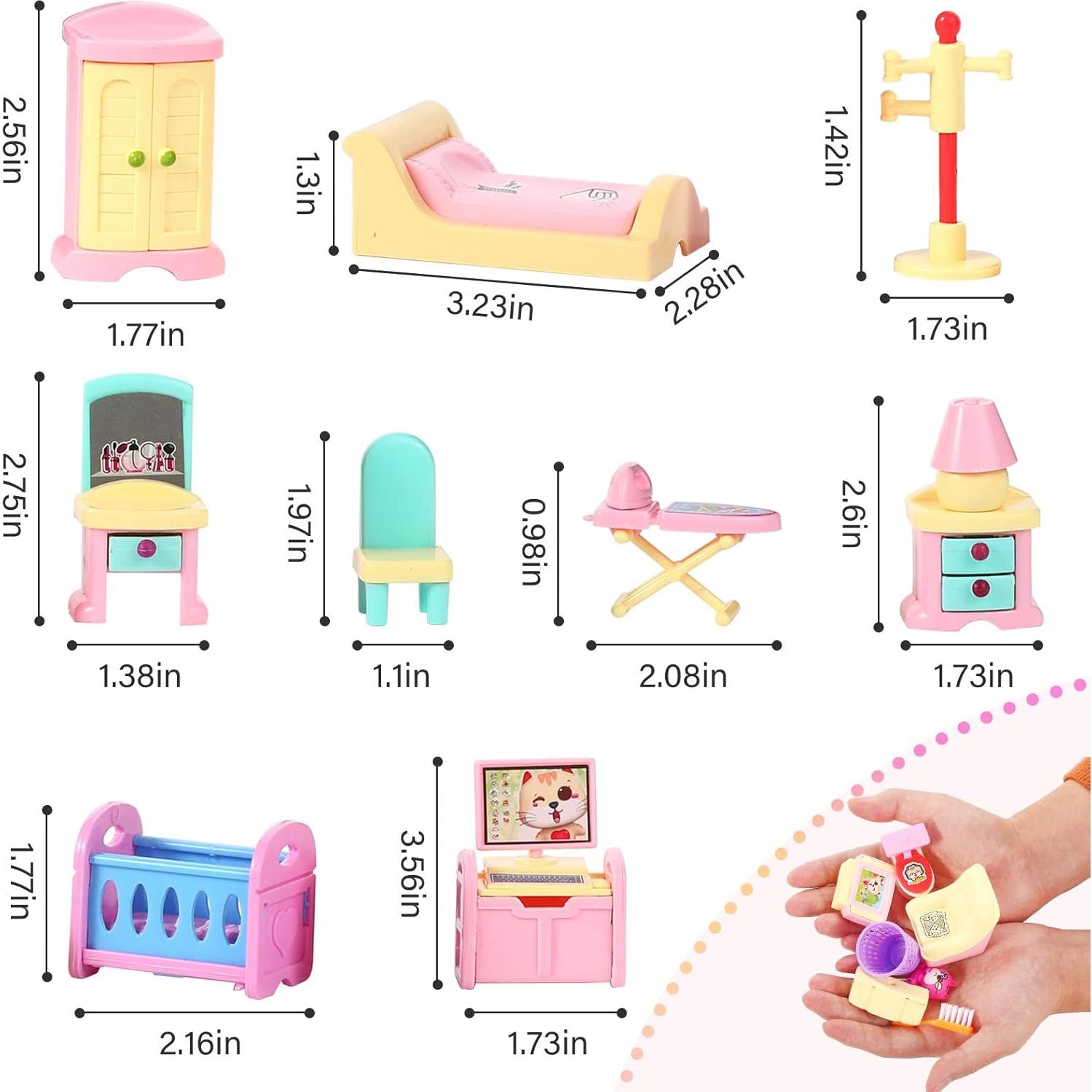 59 Piezas Accesorios Muebles Casa de Muñecas Chalyna