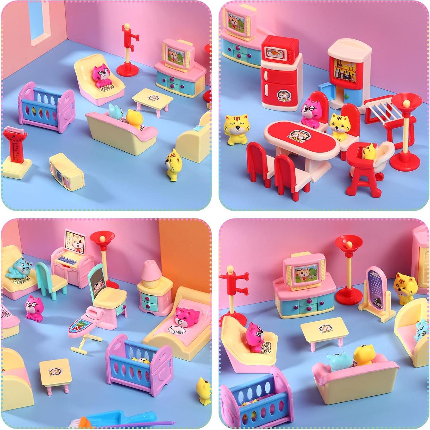 59 Piezas Accesorios Muebles Casa de Muñecas Chalyna