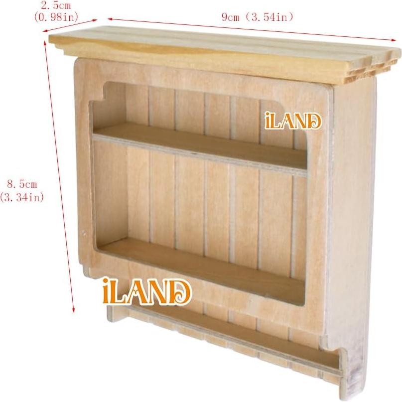 Muebles Miniatura iLAND 2pcs Armario Madera 1/12 Natural