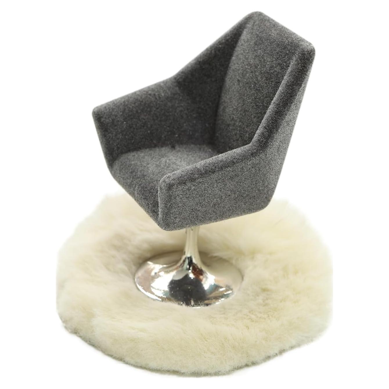 Conjunto de Muebles Miniatura iLAND - Silla Giratoria y Alfombra Gris