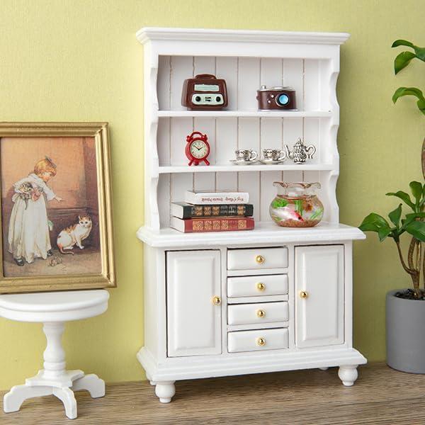 Juego de gabinete de madera Minamzee 1:12 con accesorios 11 piezas