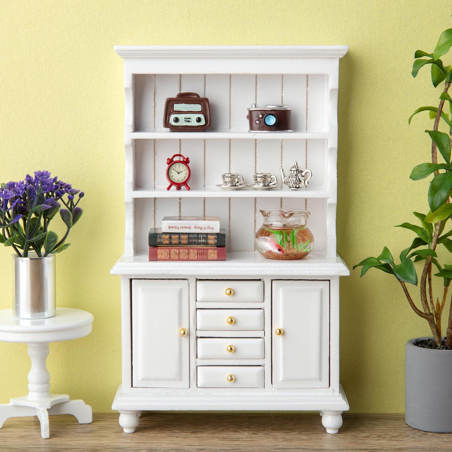 Juego de gabinete de madera Minamzee 1:12 con accesorios 11 piezas