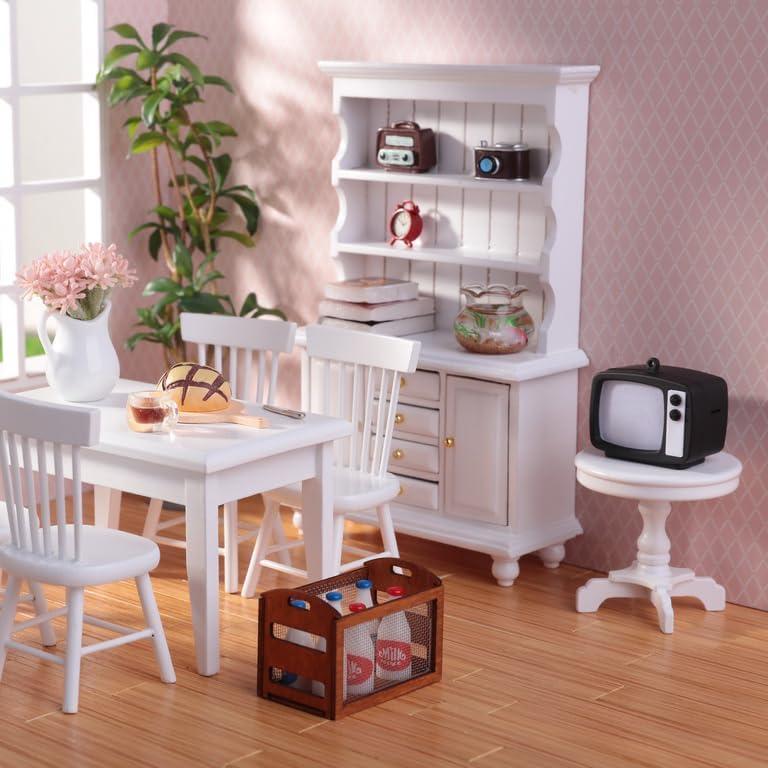 Juego de gabinete de madera Minamzee 1:12 con accesorios 11 piezas