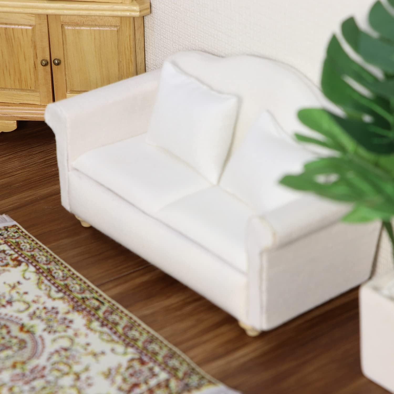 Sofá Miniatura Cutemini Blanco 3 Pcs 1:12 para Casa de Muñecas