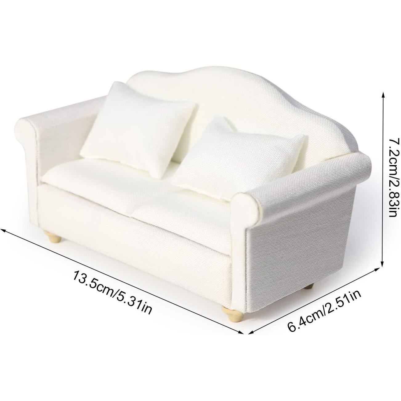 Sofá Miniatura Cutemini Blanco 3 Pcs 1:12 para Casa de Muñecas