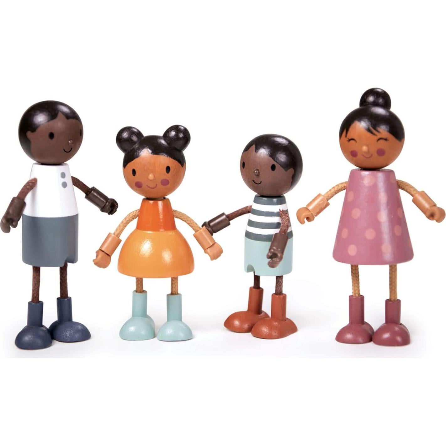 Familia de Muñecas de Madera Tender Leaf Toys - Multiculturales