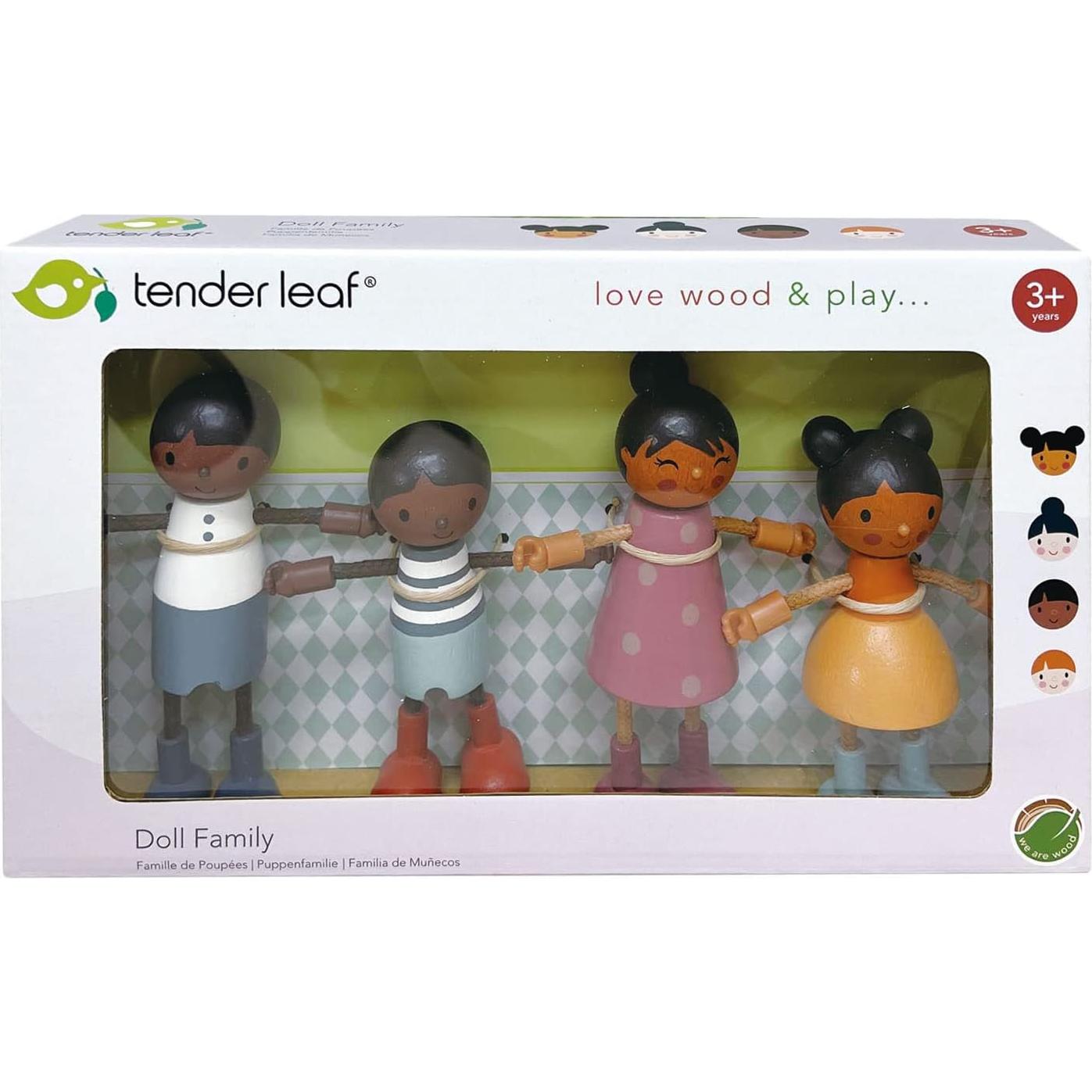 Familia de Muñecas de Madera Tender Leaf Toys - Multiculturales
