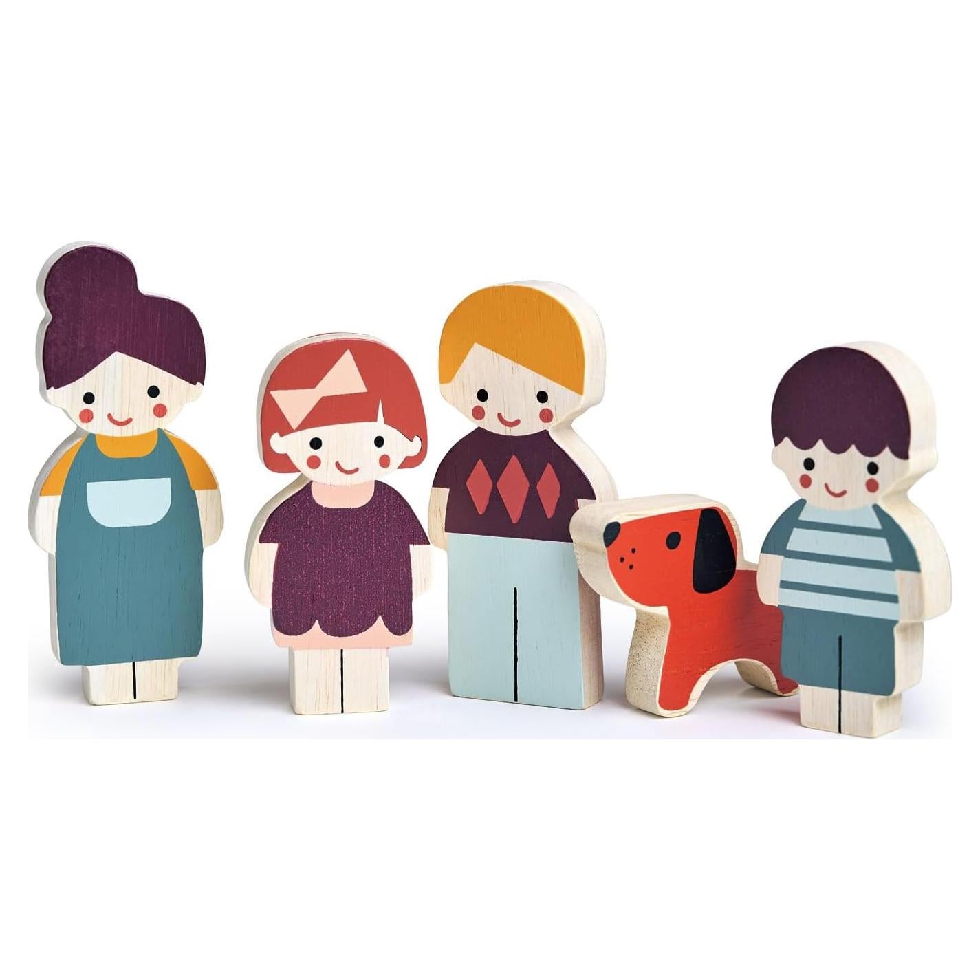 Familia de Muñecas de Madera Mentari - Set 5 Piezas 12m+