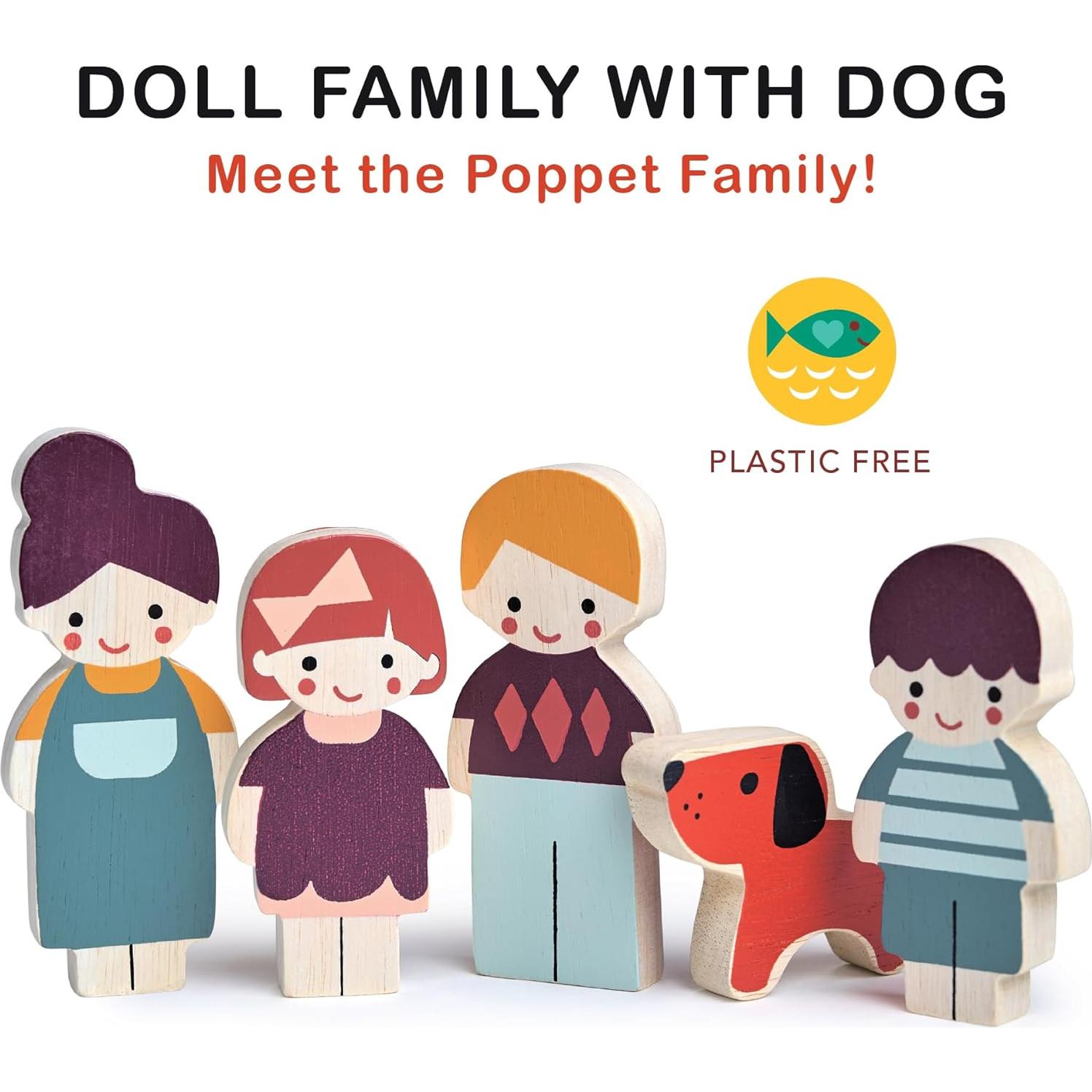 Familia de Muñecas de Madera Mentari - Set 5 Piezas 12m+
