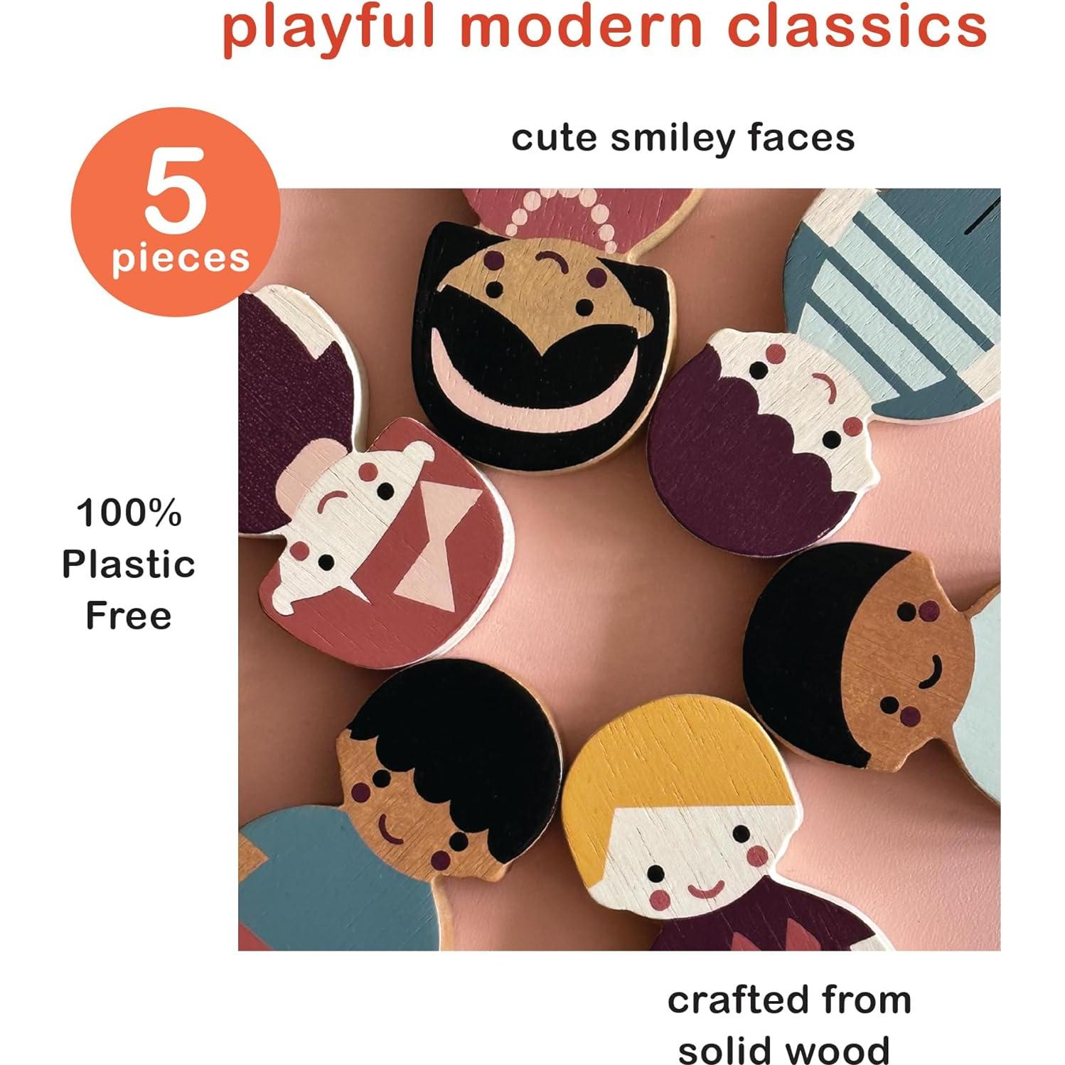 Familia de Muñecas de Madera Mentari - Set 5 Piezas 12m+