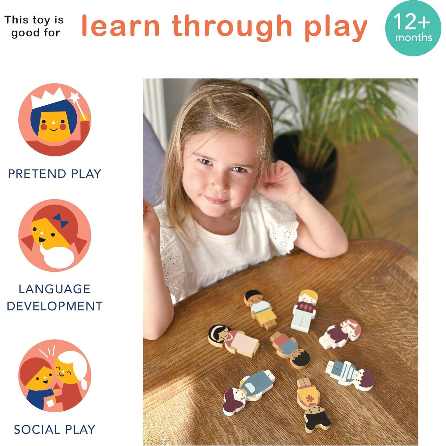 Familia de Muñecas de Madera Mentari - Set 5 Piezas 12m+