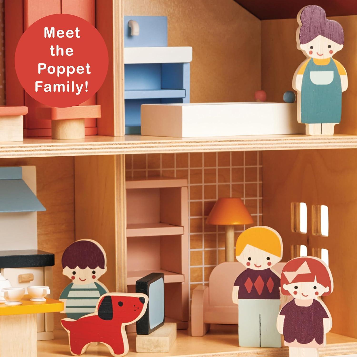 Familia de Muñecas de Madera Mentari - Set 5 Piezas 12m+