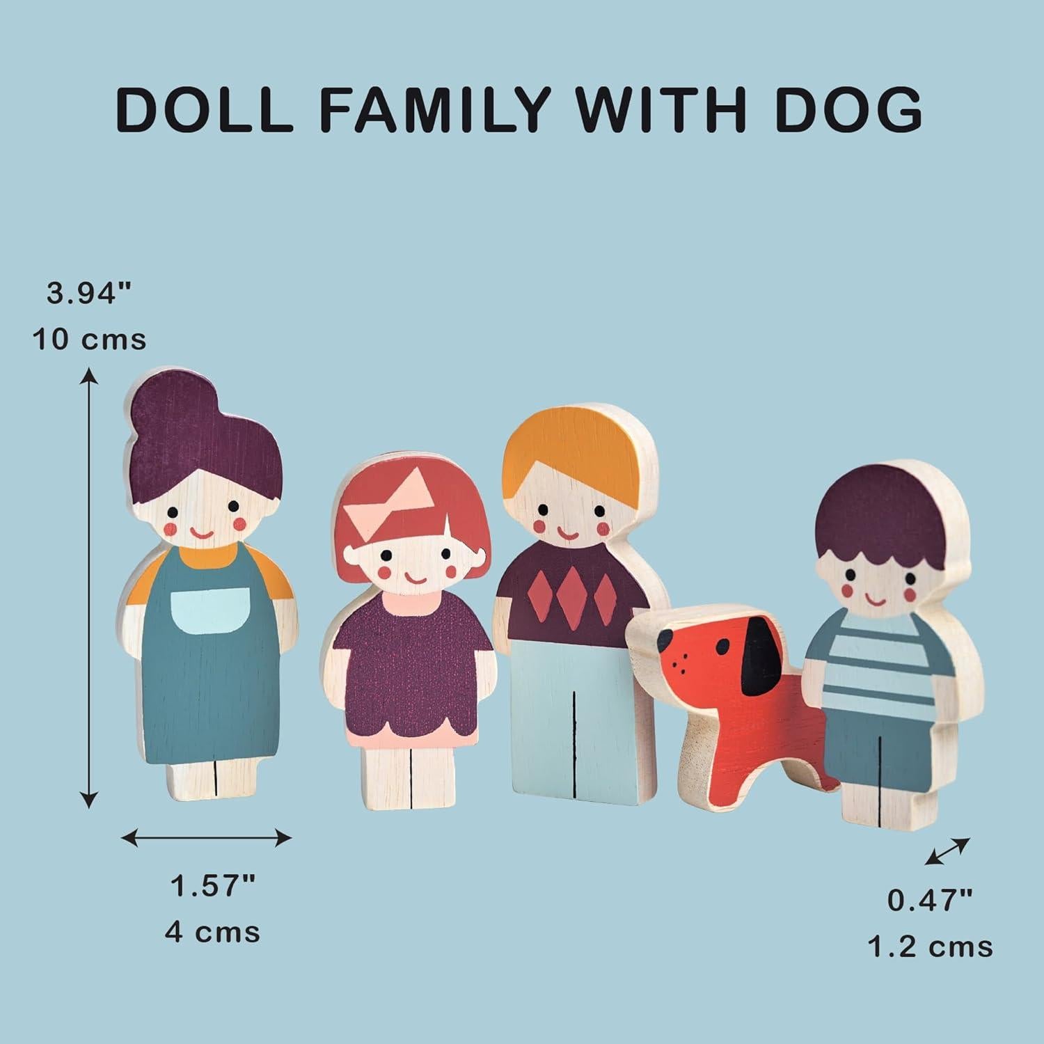 Familia de Muñecas de Madera Mentari - Set 5 Piezas 12m+