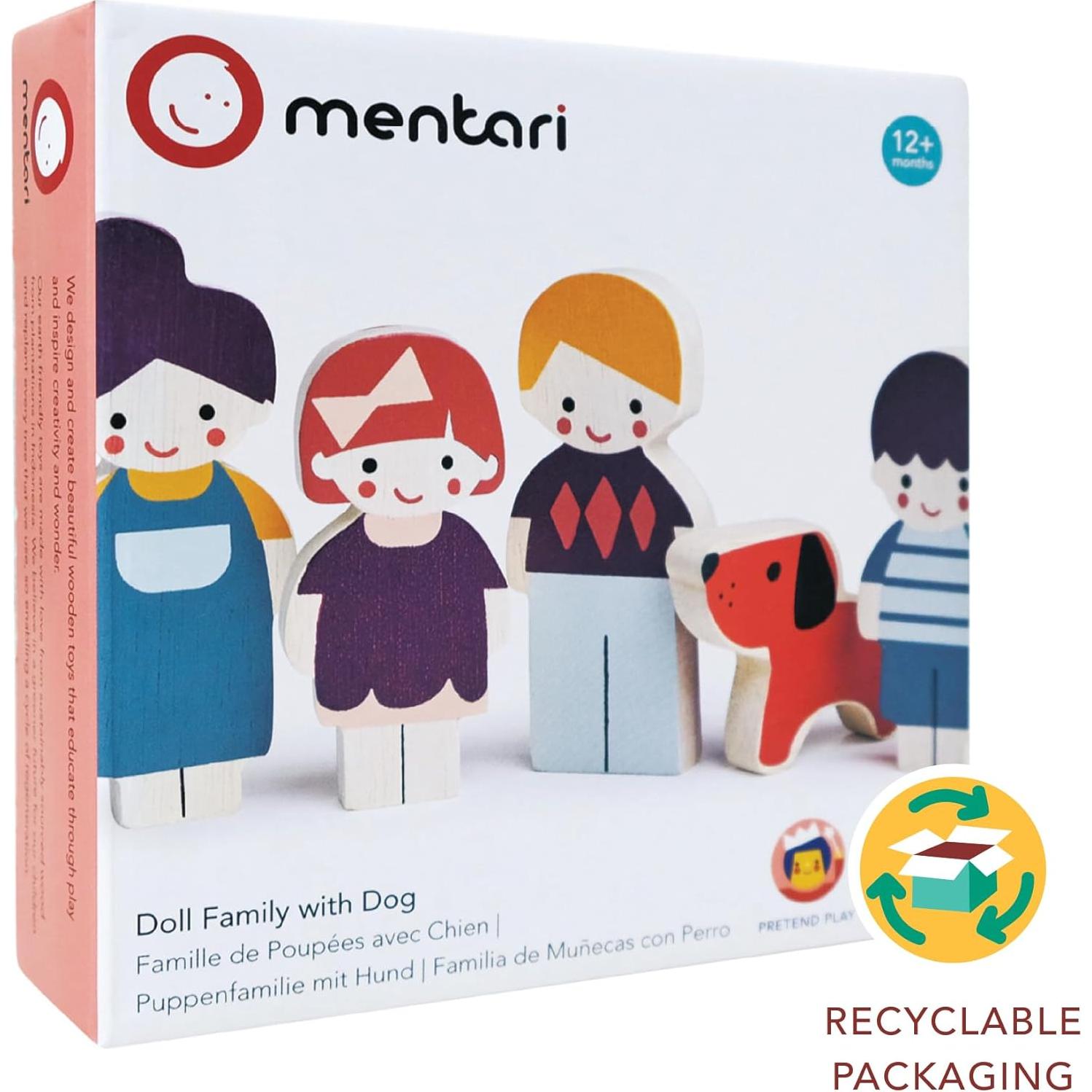 Familia de Muñecas de Madera Mentari - Set 5 Piezas 12m+