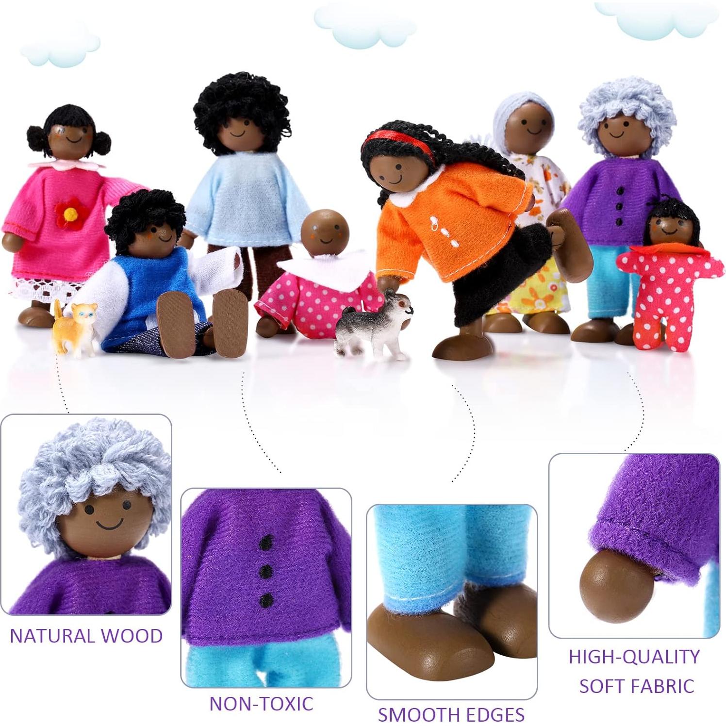 Juego de Casa de Muñecas de Madera Skylety 10 Piezas