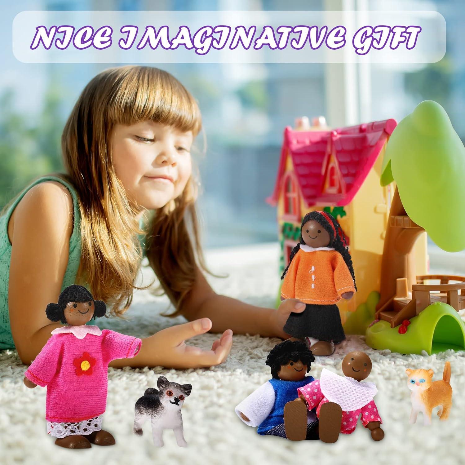 Juego de Casa de Muñecas de Madera Skylety 10 Piezas