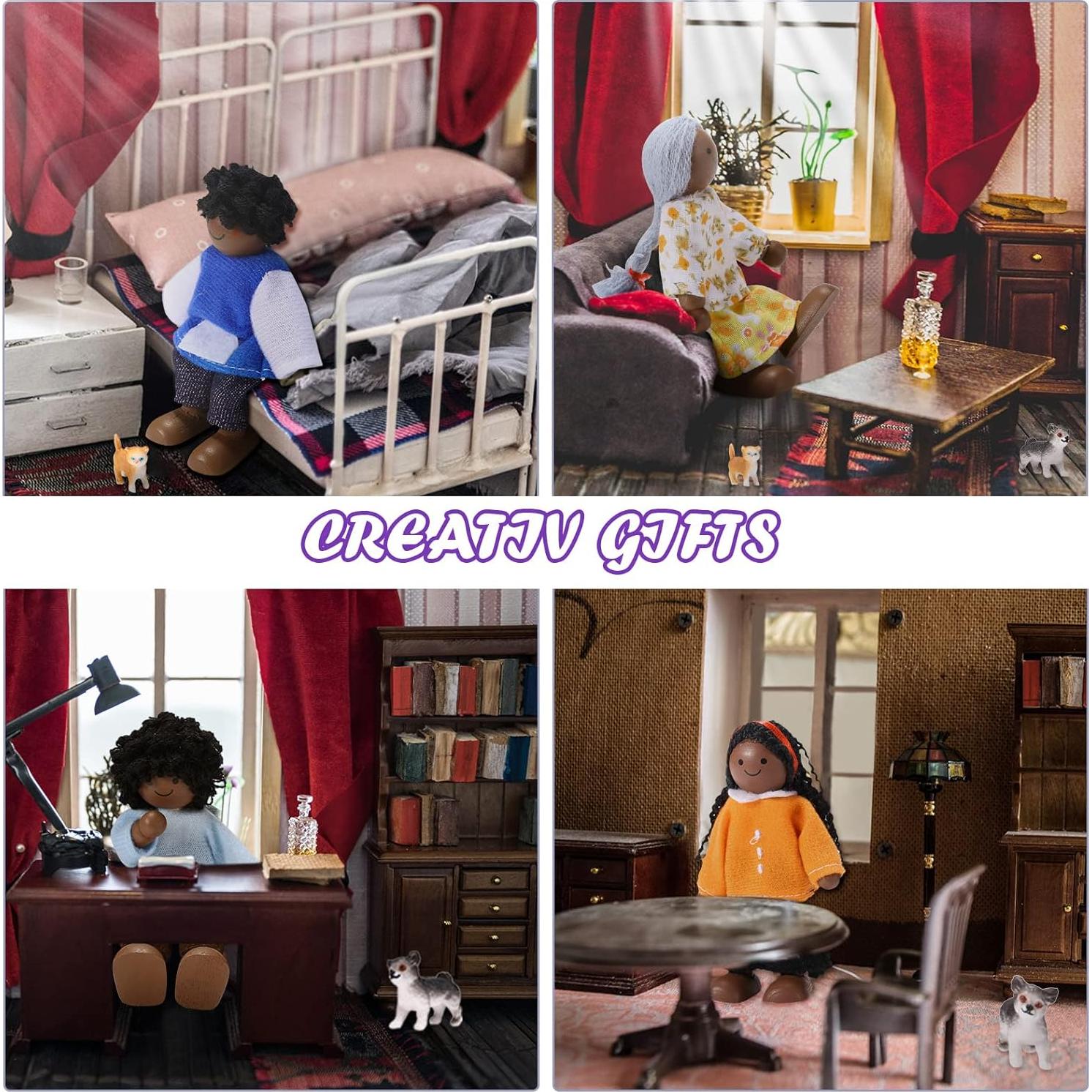 Juego de Casa de Muñecas de Madera Skylety 10 Piezas