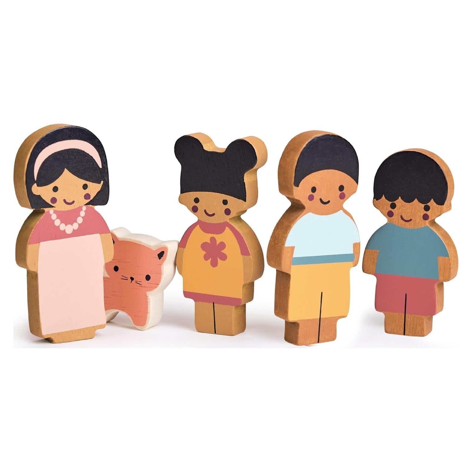 Familia de Muñecas de Madera Mentari - Set 5 Piezas 21x9.5cm