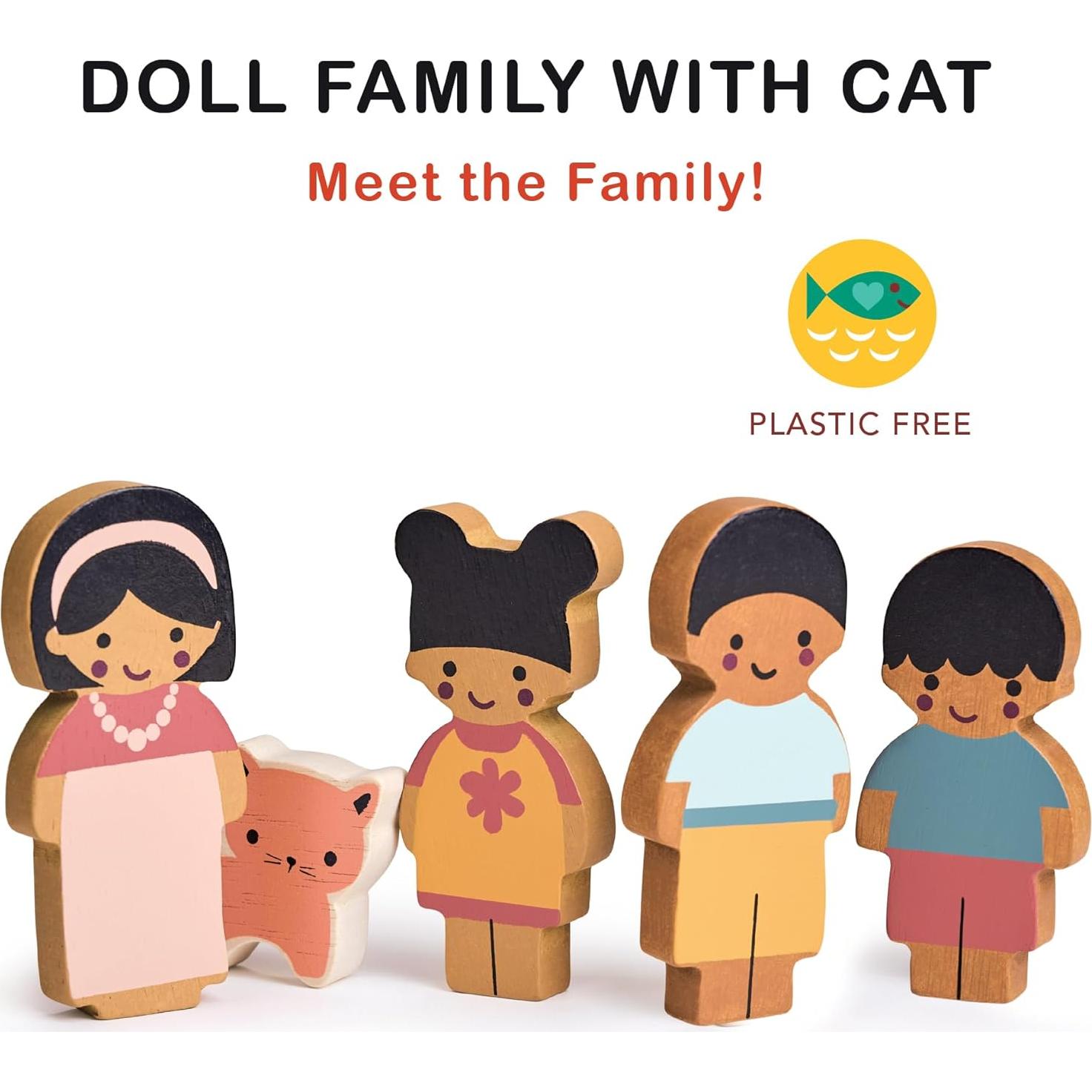 Familia de Muñecas de Madera Mentari - Set 5 Piezas 21x9.5cm