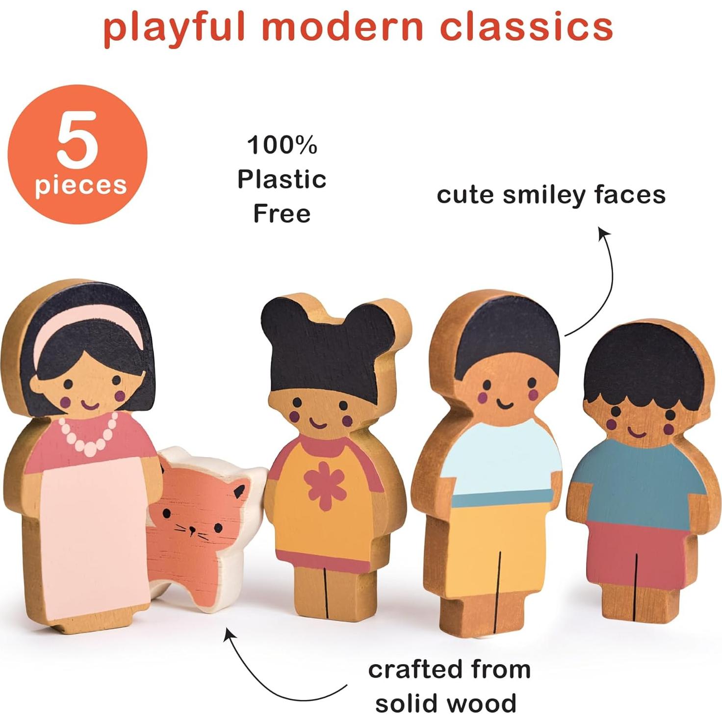 Familia de Muñecas de Madera Mentari - Set 5 Piezas 21x9.5cm