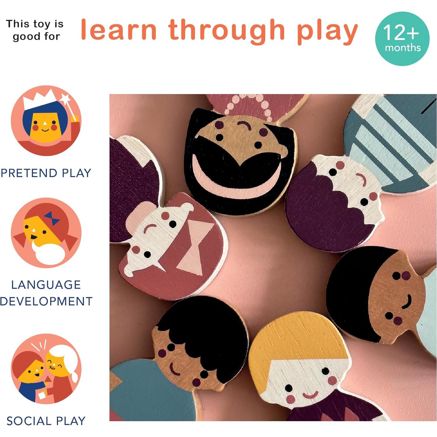 Familia de Muñecas de Madera Mentari - Set 5 Piezas 21x9.5cm