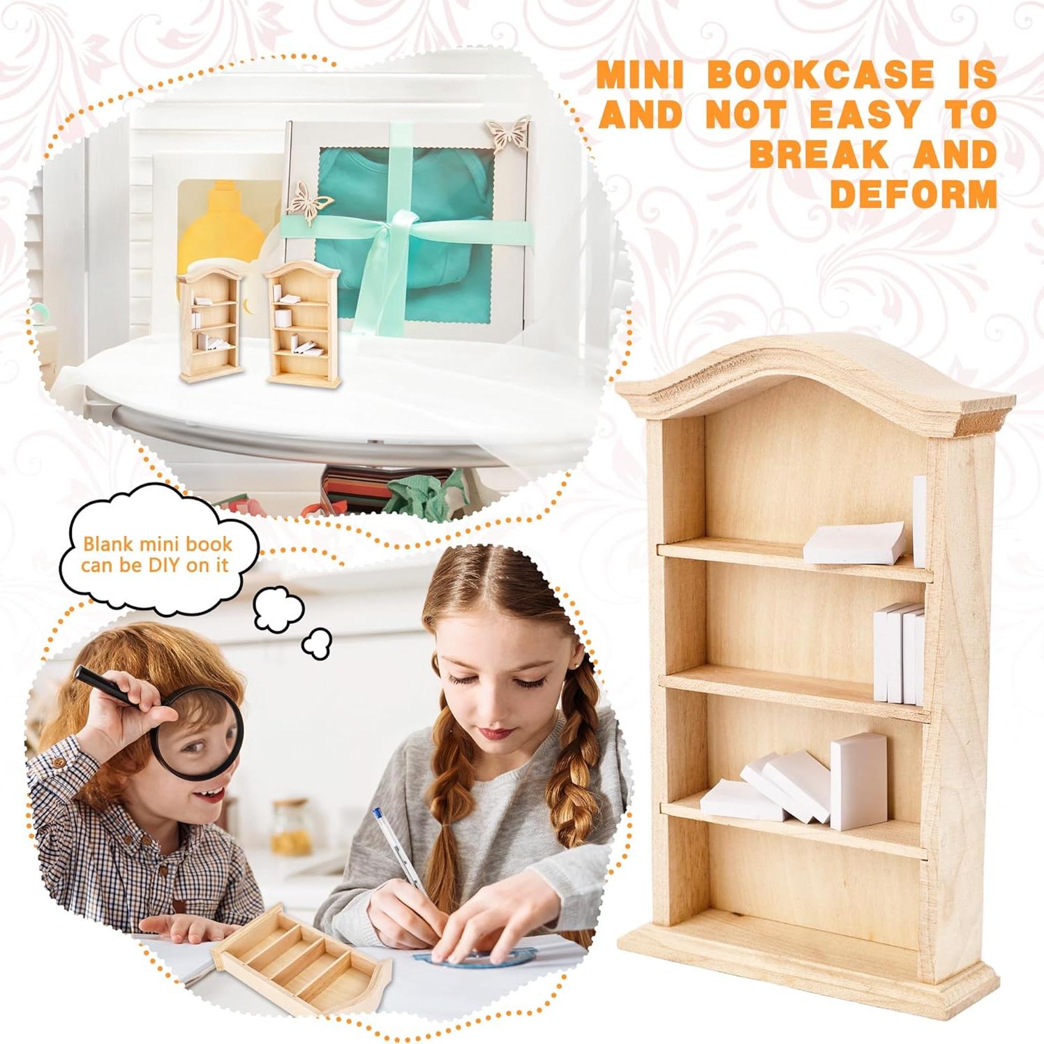 Mini Estantería de Madera Kugliwa con 50 Libros Blancos 4 Pisos