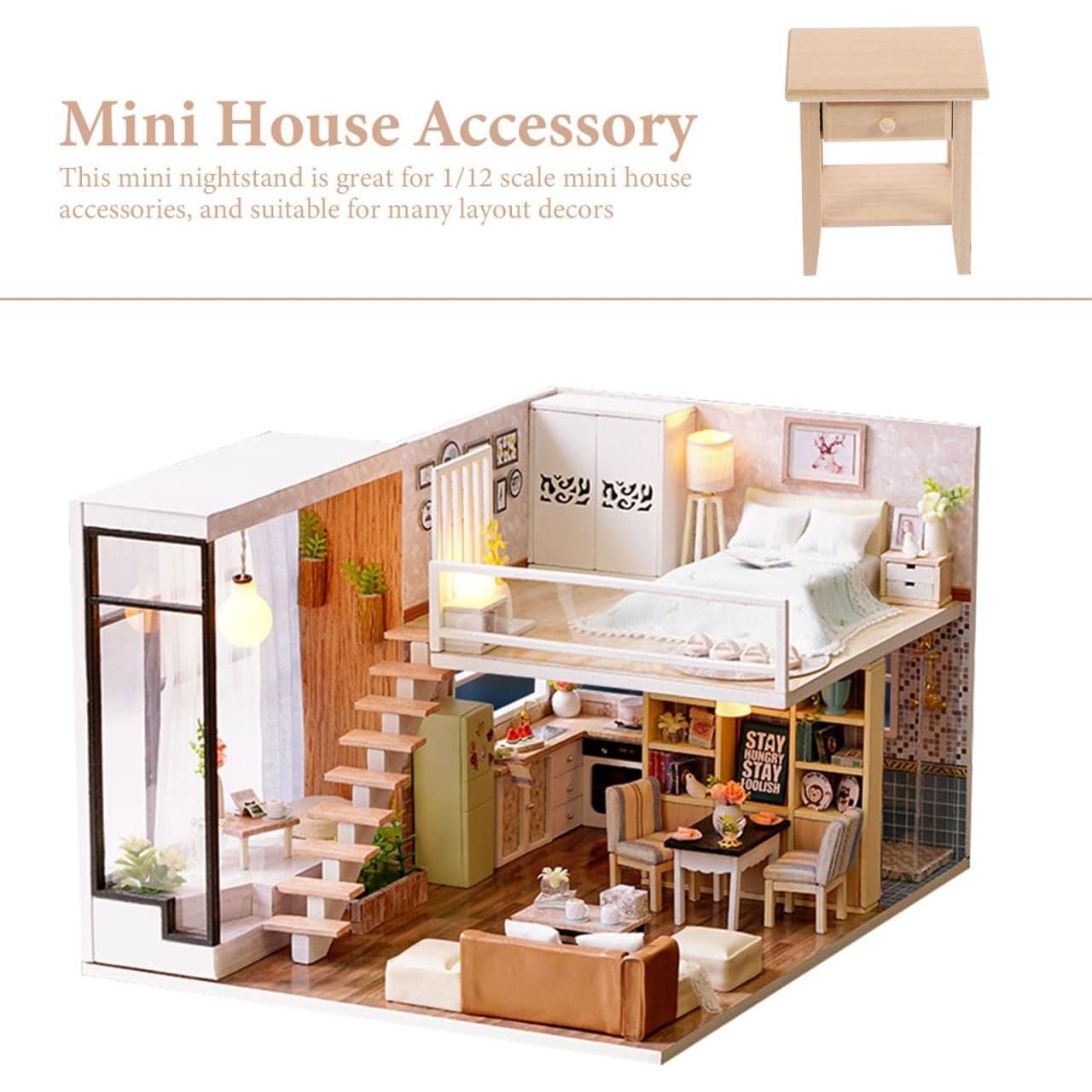 Mesita de Noche Miniatura SAFIGLE de Madera 6.3x5.1 cm