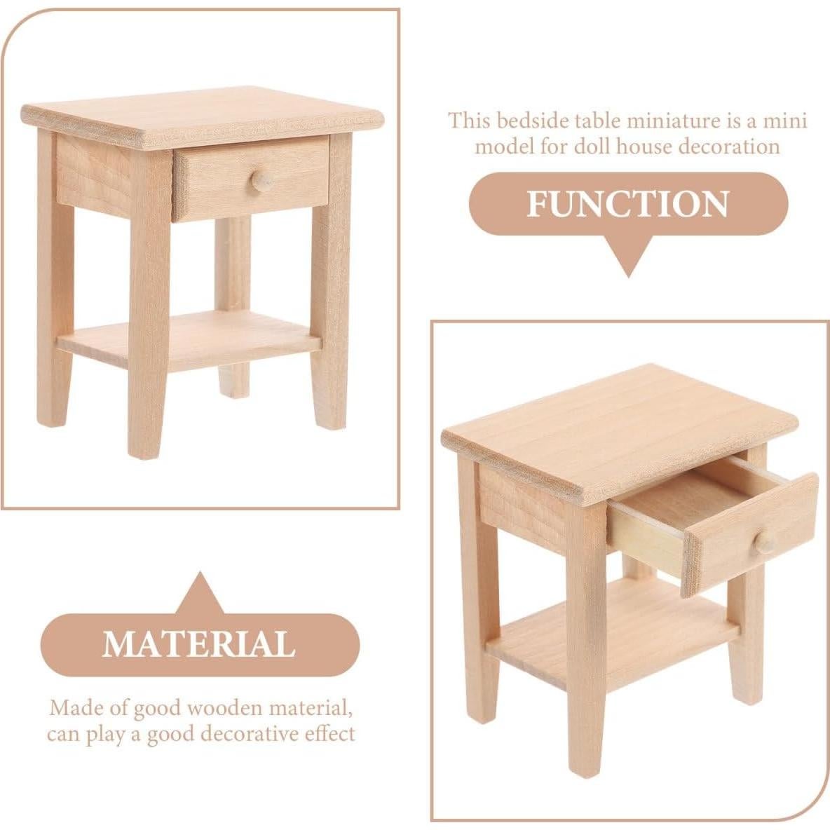 Mesita de Noche Miniatura SAFIGLE de Madera 6.3x5.1 cm