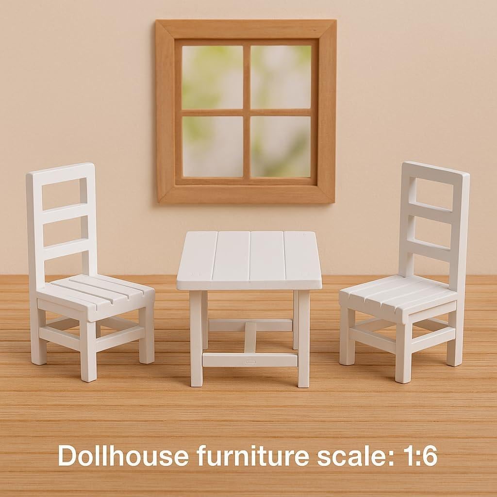 Juego de Muebles para Casa de Muñecas Marsrut 1:6 - Mesa y 2 Sillas