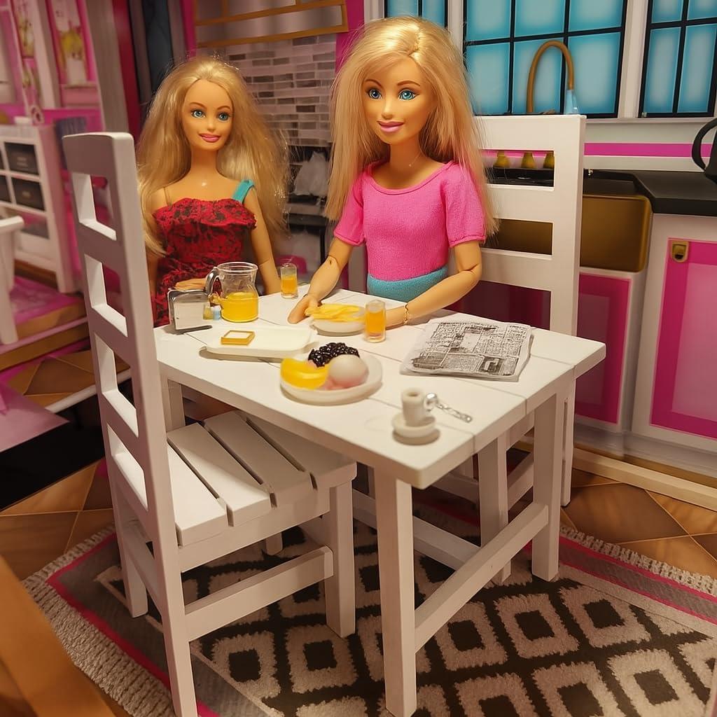 Juego de Muebles para Casa de Muñecas Marsrut 1:6 - Mesa y 2 Sillas