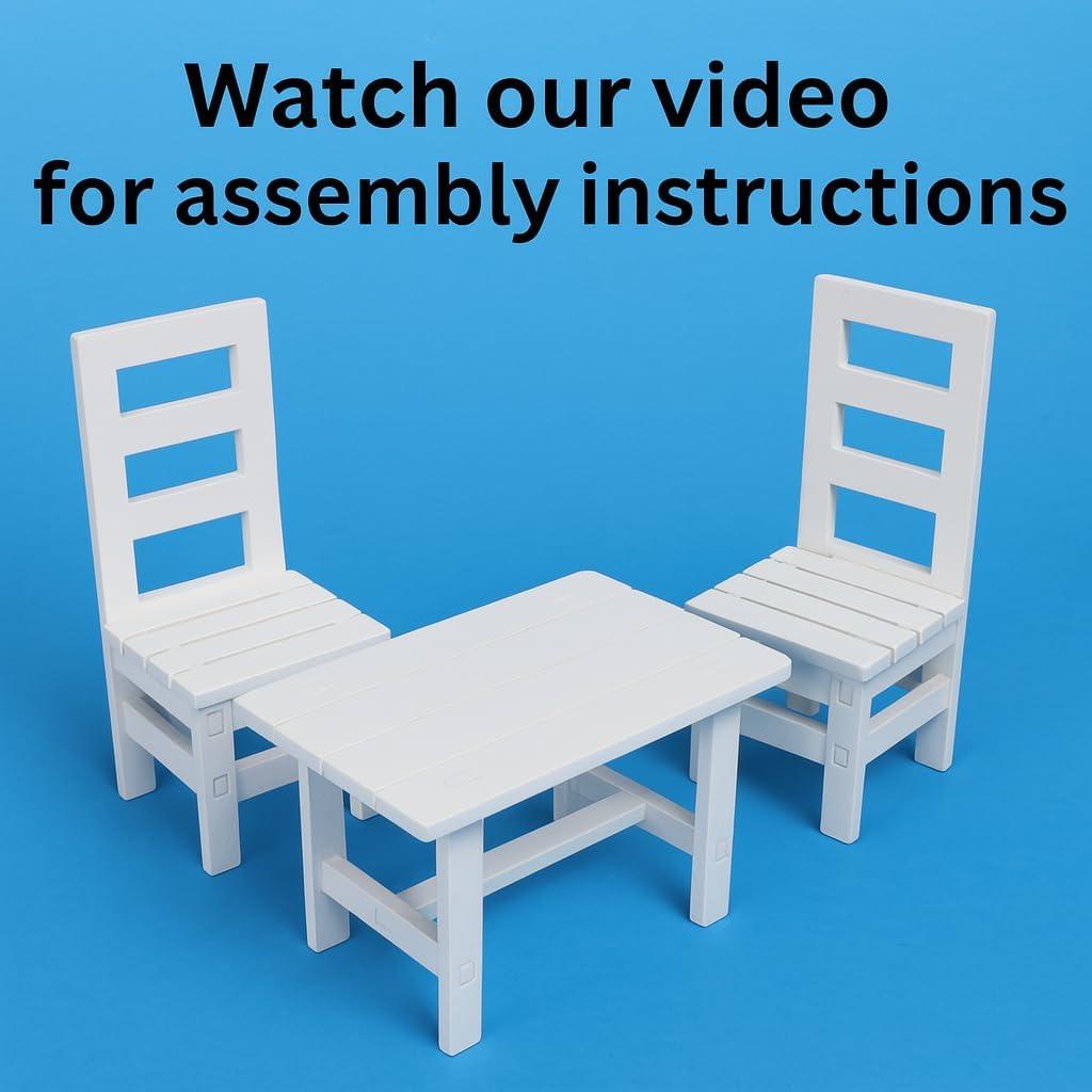 Juego de Muebles para Casa de Muñecas Marsrut 1:6 - Mesa y 2 Sillas