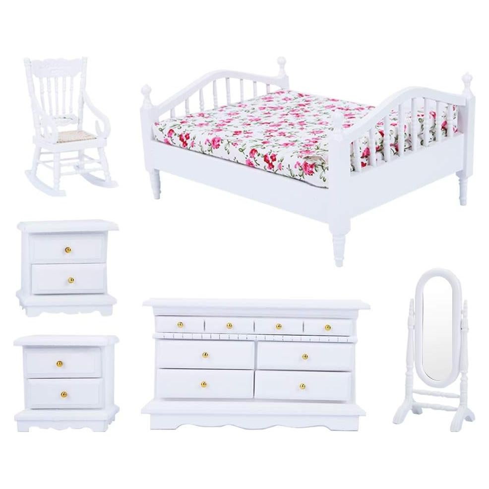 Juego de Muebles para Casa de Muñecas Tyenaza 6 Piezas Madera