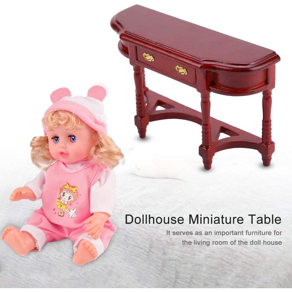 Mesa en Miniatura de Media Luna Wosune para Casa de Muñecas 12x4x7.5cm