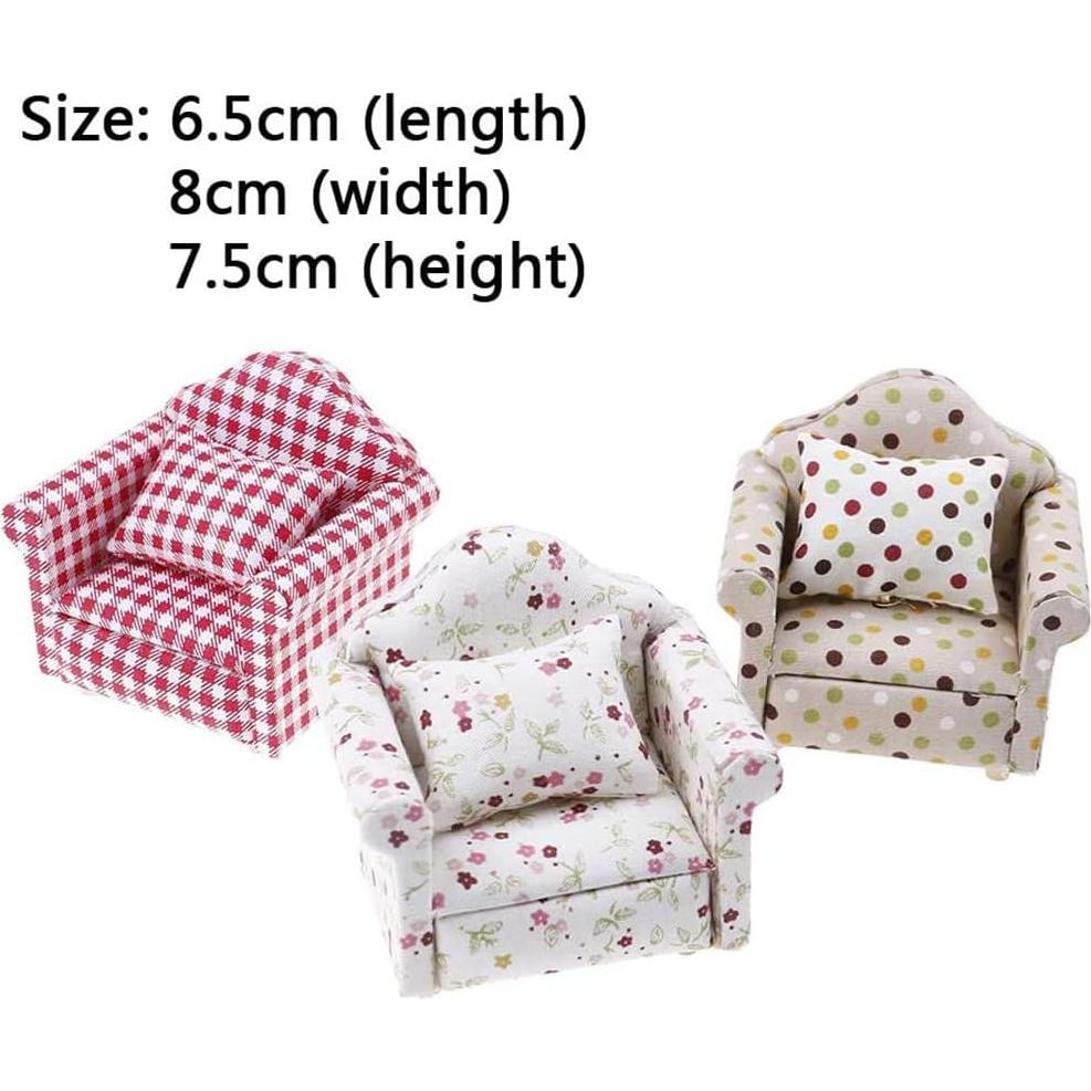 Juego de Sofá y Silla Miniatura Dream-Wonderland 1:12 Madera