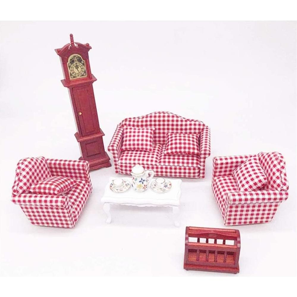 Juego de Sofá y Silla Miniatura Dream-Wonderland 1:12 Madera