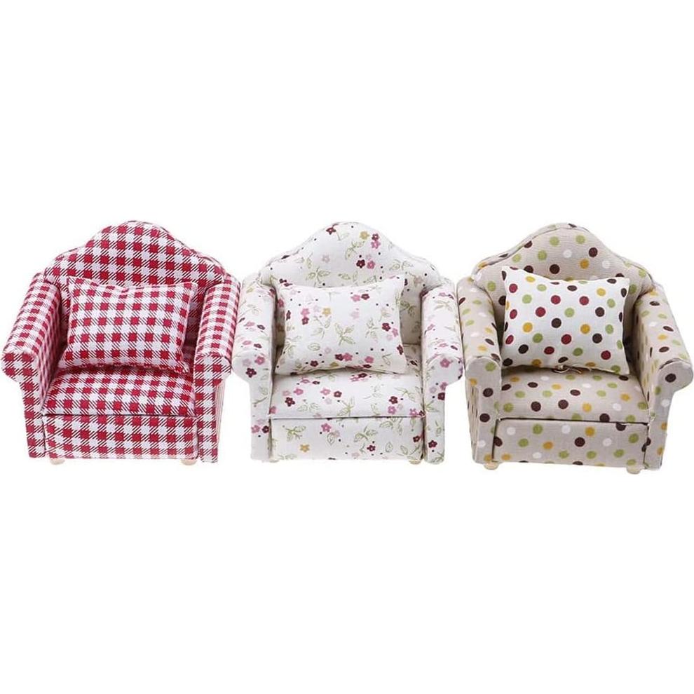 Juego de Sofá y Silla Miniatura Dream-Wonderland 1:12 Madera