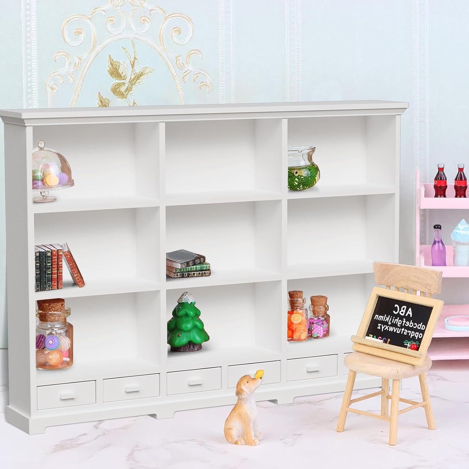 Estante de Casa de Muñecas XYMTOY 1:12 Blanco Multifuncional