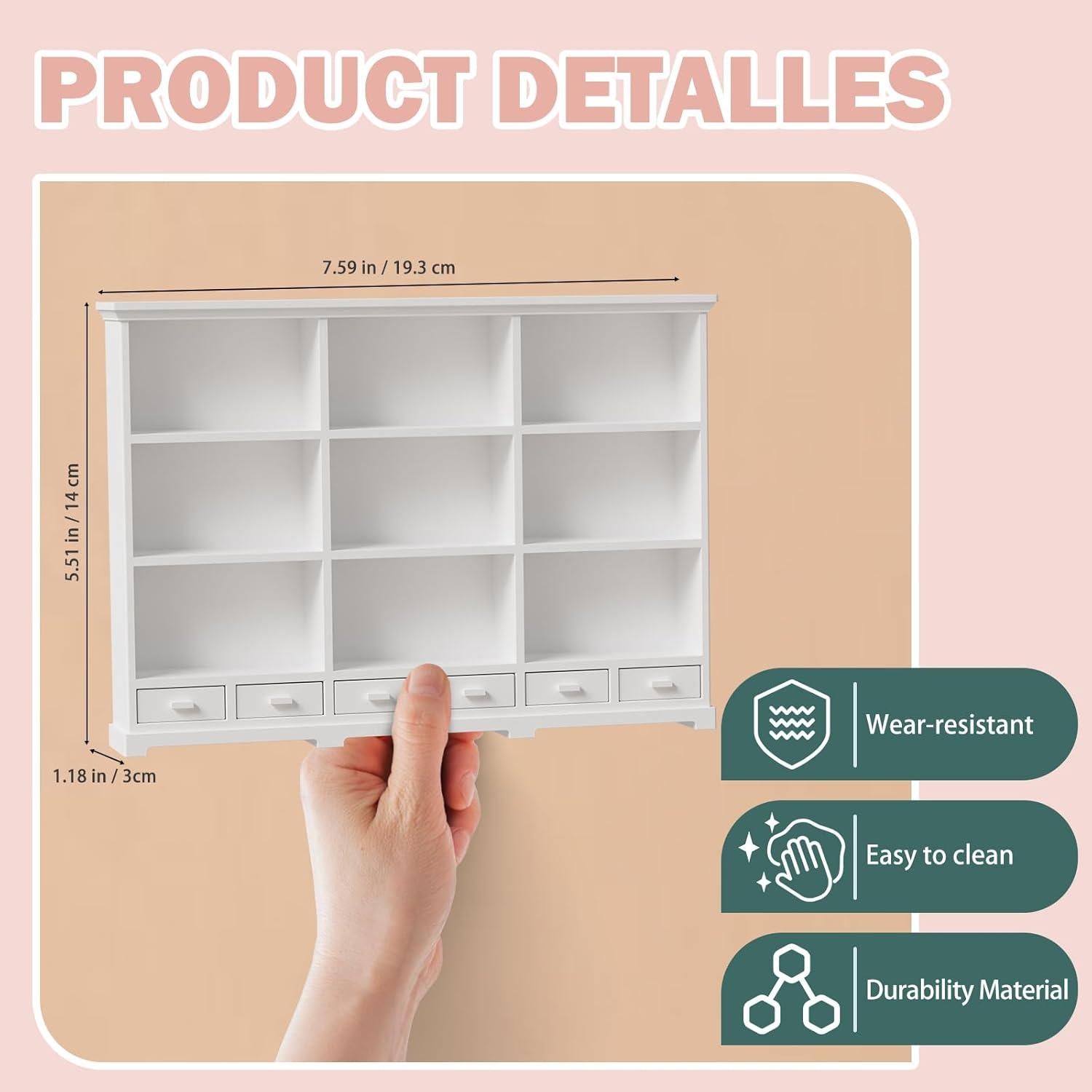 Estante de Casa de Muñecas XYMTOY 1:12 Blanco Multifuncional