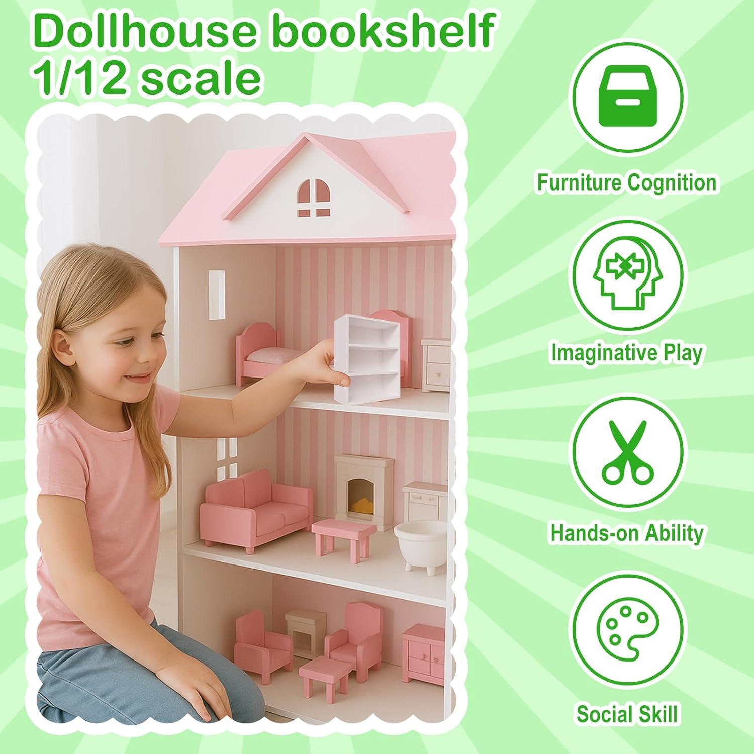 Estantería de Casa de Muñecas XYMTOY 3 Niveles 7.37x7.87x9.91cm