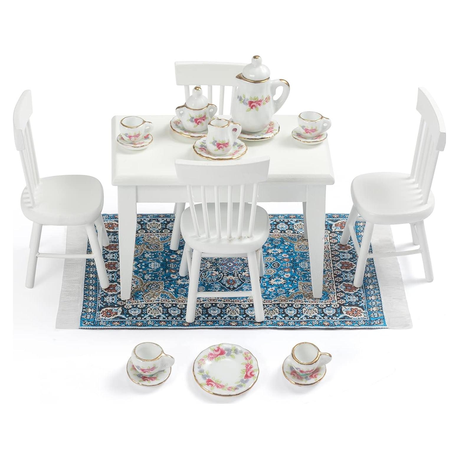 Muebles Miniatura SAMCAMI 1:12 Cocina con Mesa y Sillas