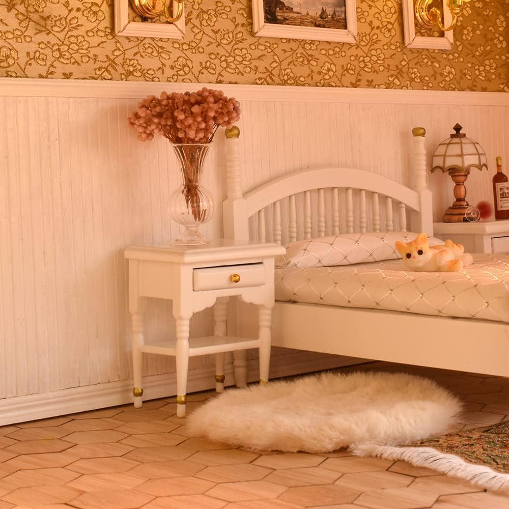 Conjunto de Muebles para Casa de Muñecas iLAND 1:12 Blanco y Dorado