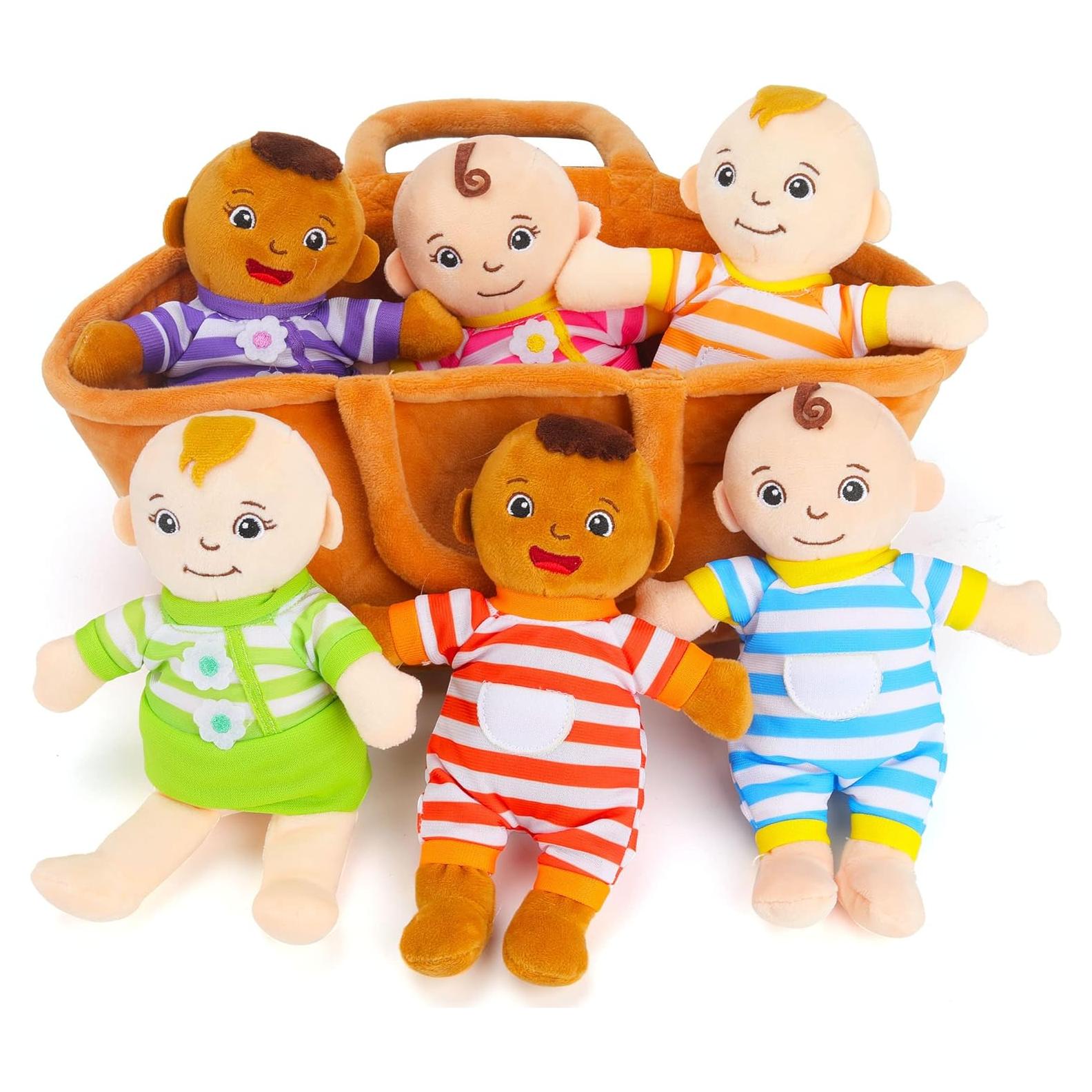 Cesta de Muñecas de Bebé de Peluche Qpewep - Set 6 Piezas
