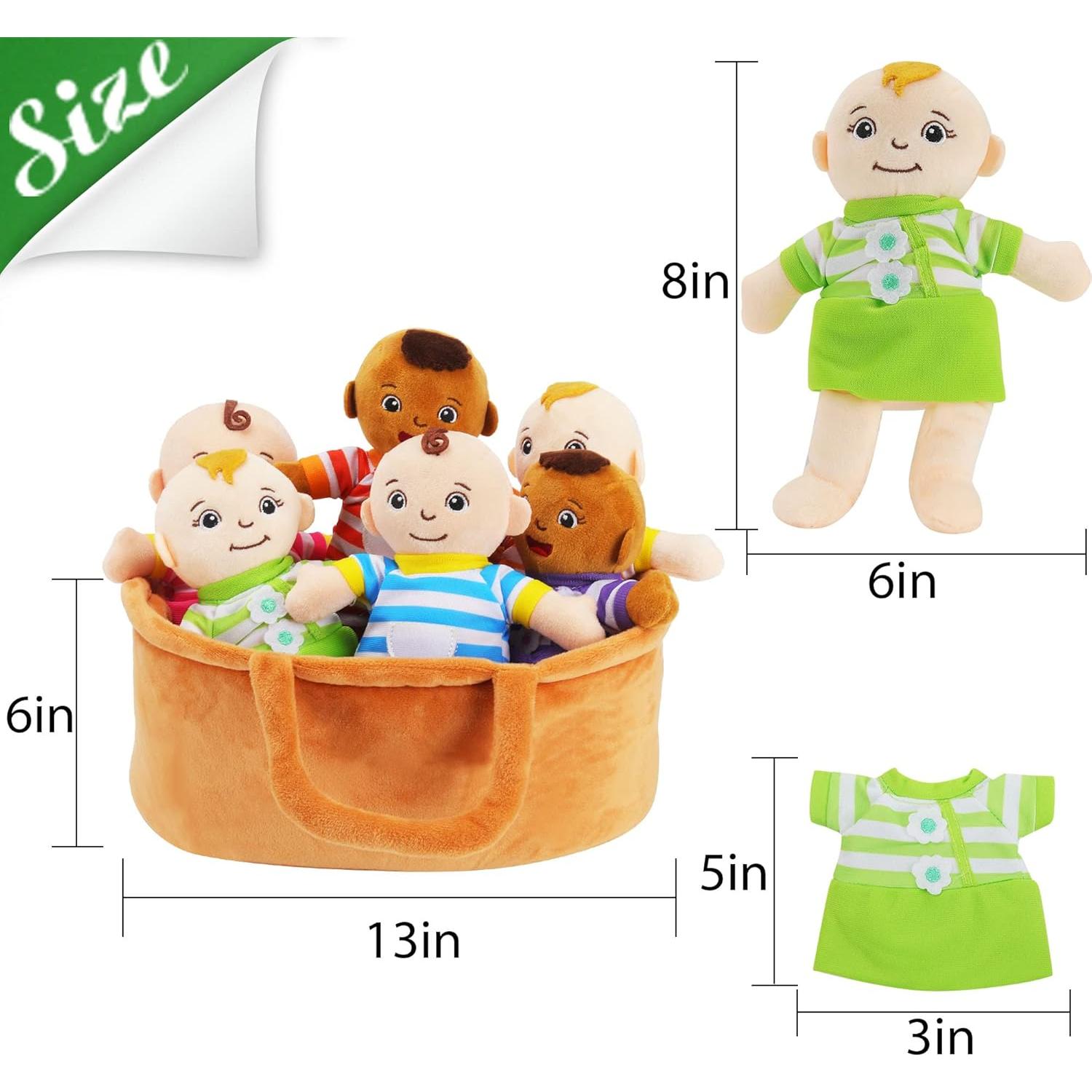Cesta de Muñecas de Bebé de Peluche Qpewep - Set 6 Piezas