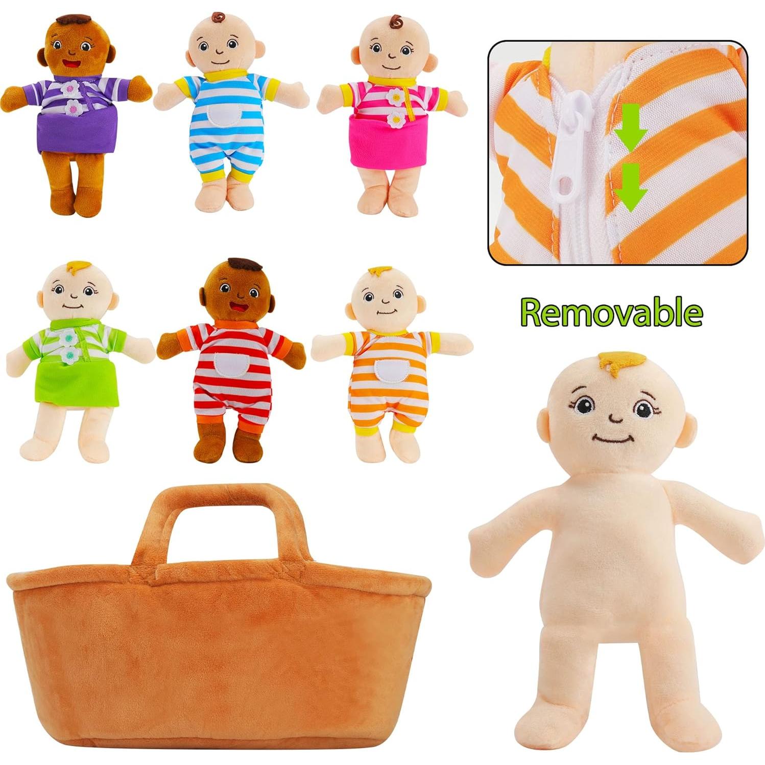 Cesta de Muñecas de Bebé de Peluche Qpewep - Set 6 Piezas