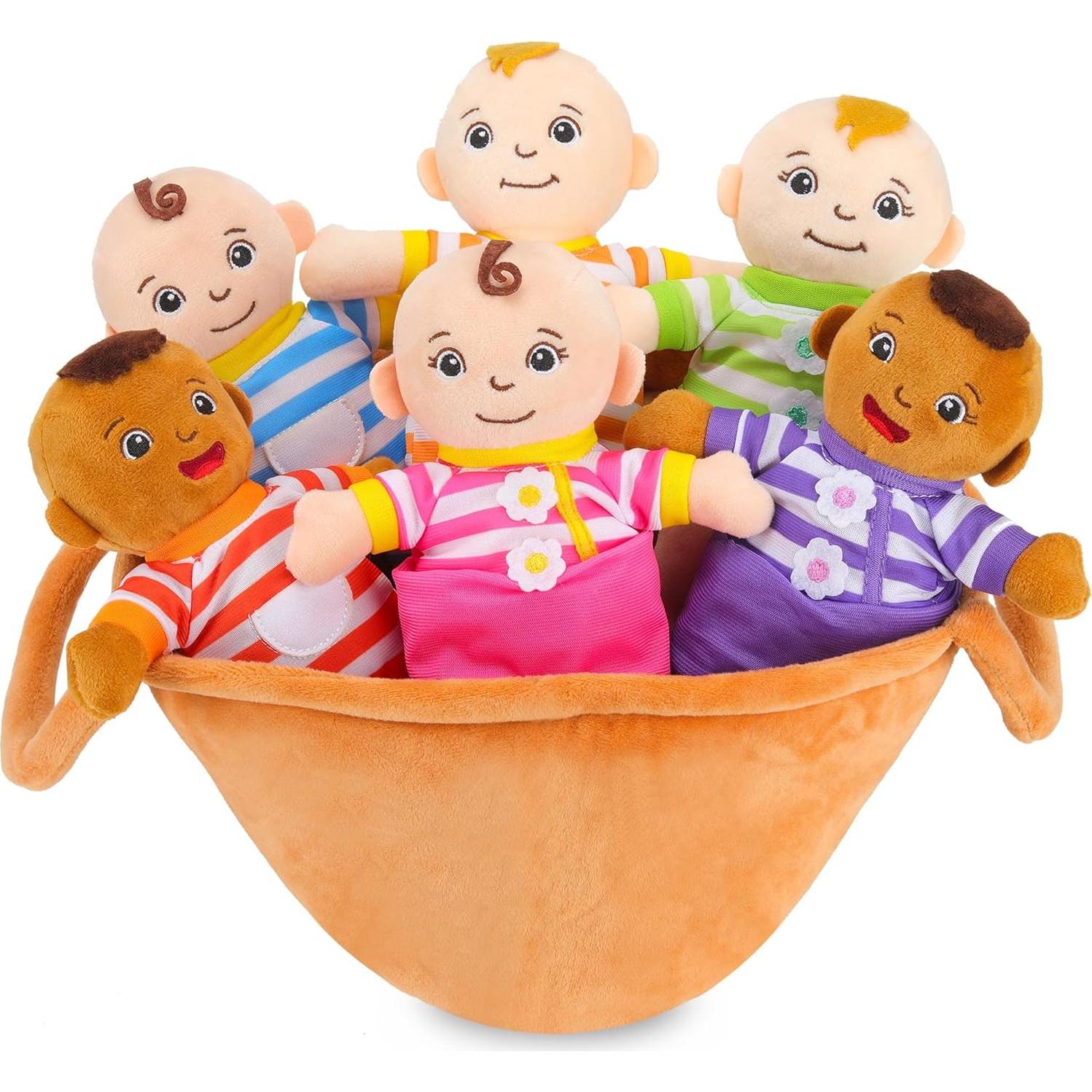 Cesta de Muñecas de Bebé de Peluche Qpewep - Set 6 Piezas