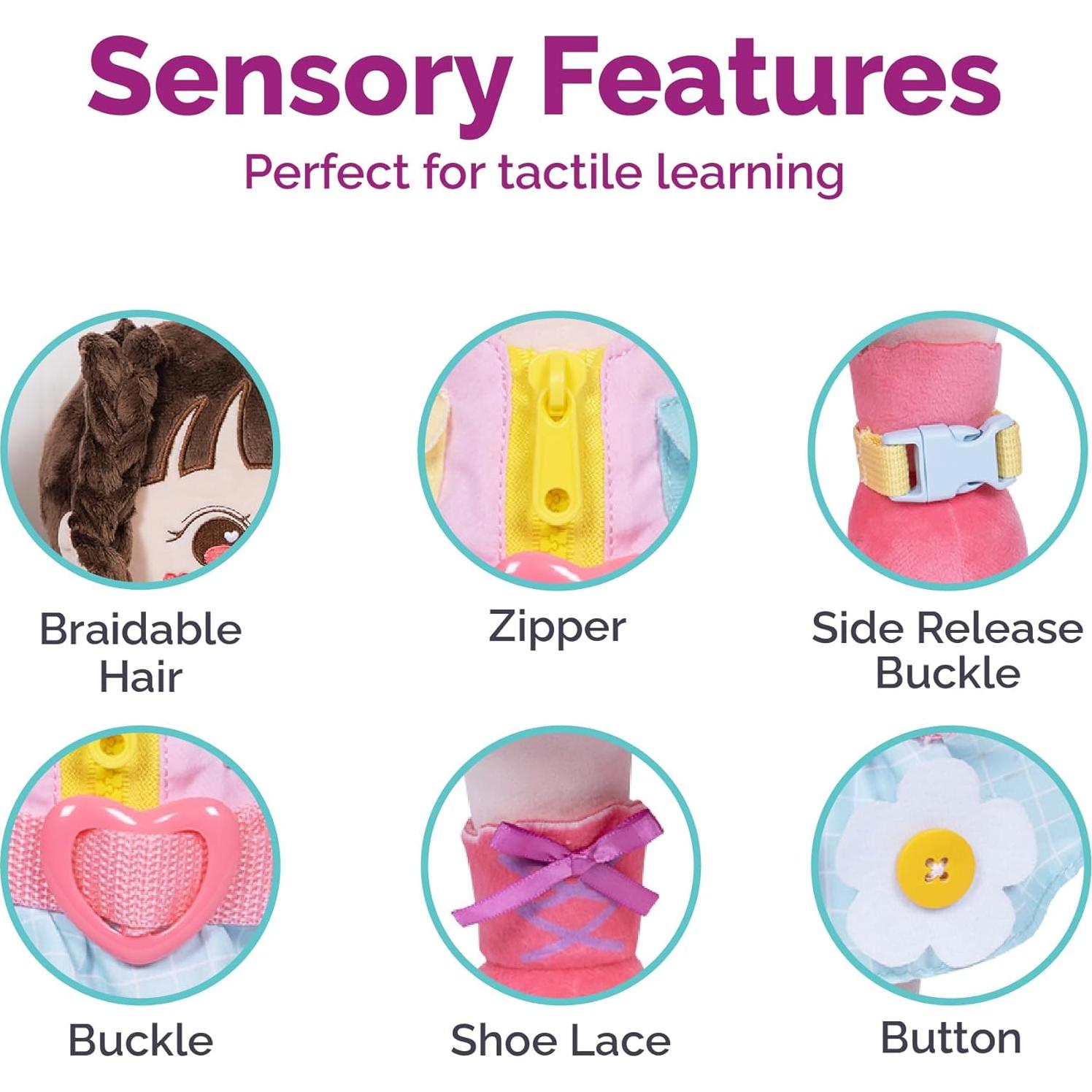 Muñeca Montessori Adora Mia con Hebilla y Aprendizaje