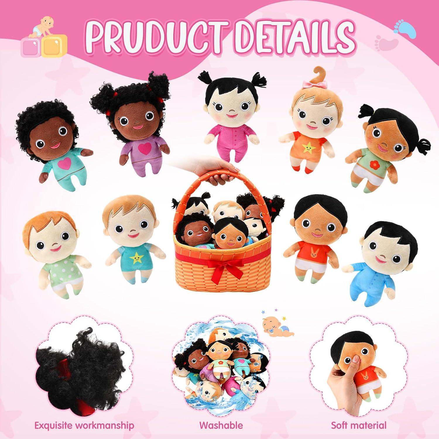 Set de 10 Muñecas de Peluche Multiculturales HyDren 15cm
